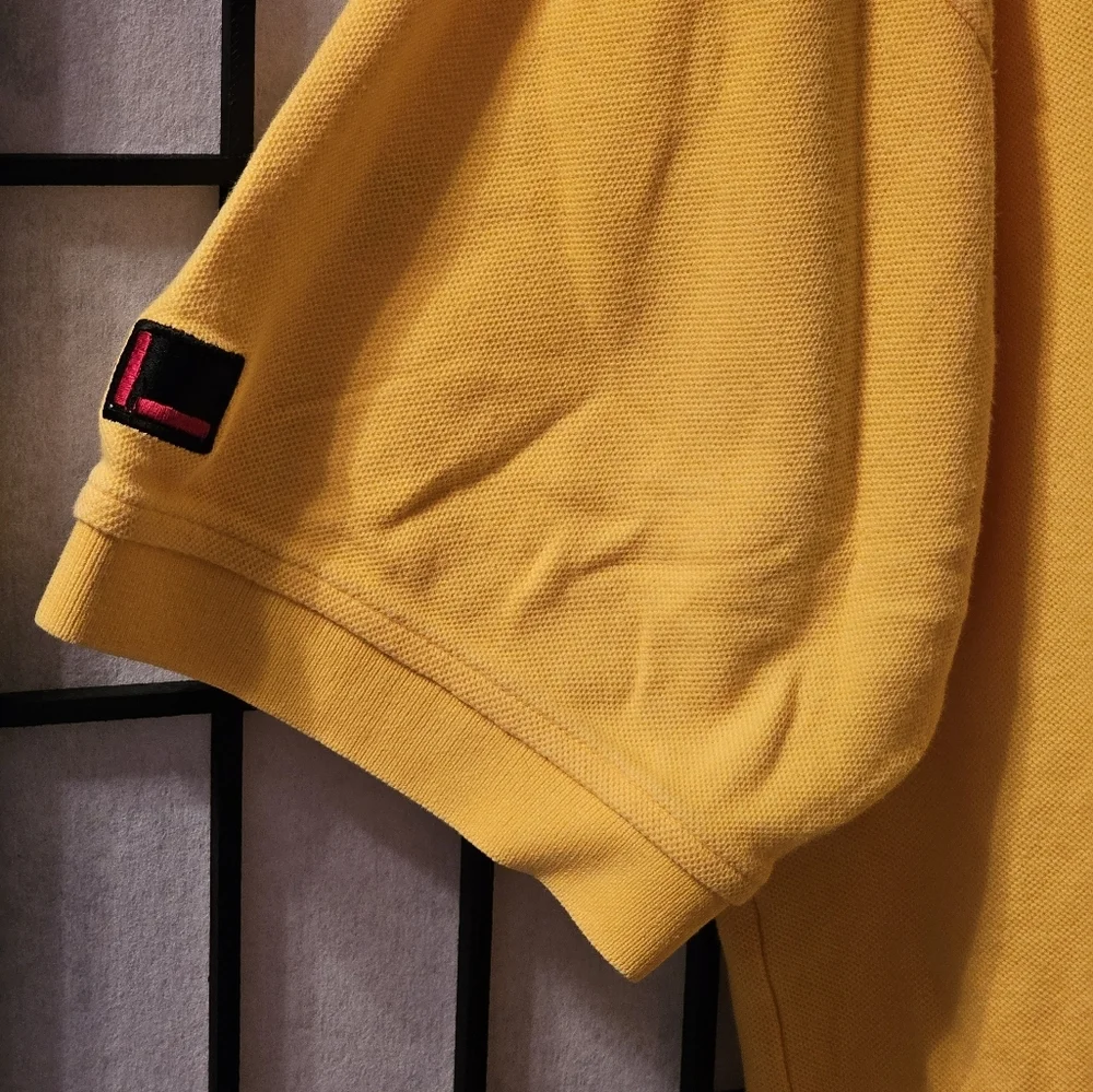 FUBU Sport Yellow Short Sleeve Polo Shirt Men XL The Collection Embroidered Logo
